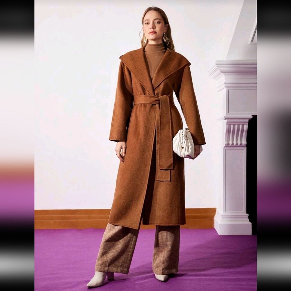 MOTF Chestnut Wrap Trench Coat with Belted Waist